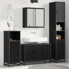 Bathroom furniture set with shelf 3 pcs Black Oak Engineered Wood
