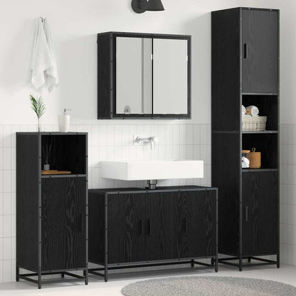 Badkamermeubelset met opslag 3 pcs Zwart eiken 90 x 33 x 60 cm