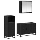 Bathroom furniture set with shelf 3 pcs Black Oak Engineered Wood