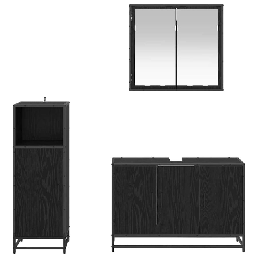 Badkamermeubelset met opslag 3 pcs Zwart eiken 90 x 33 x 60 cm