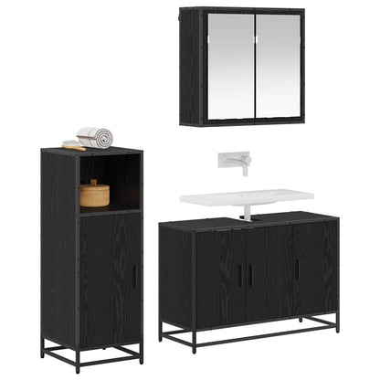 Badkamermeubelset met opslag 3 pcs Zwart eiken 90 x 33 x 60 cm