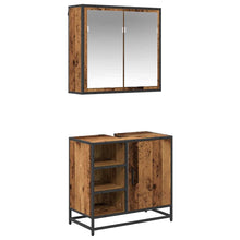 Badkamermeubelset met plank 2 pcs Oud Hout Bewerkt hout