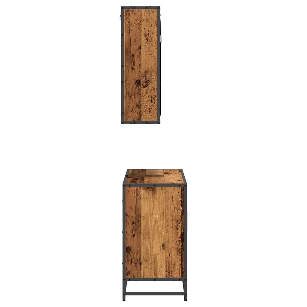 Badkamermeubelset met plank 2 pcs Oud Hout Bewerkt hout
