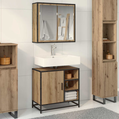 Badkamermeubelset met plank 2 pcs Artisan Eiken Bewerkt hout