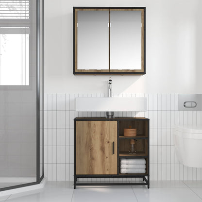 Badkamermeubelset met plank 2 pcs Artisan Eiken Bewerkt hout