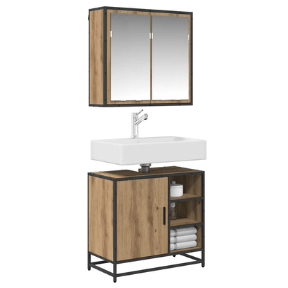 Badkamermeubelset met plank 2 pcs Artisan Eiken Bewerkt hout