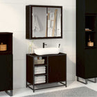 Bathroom furniture set with shelf 2 pcs Black Engineered wood