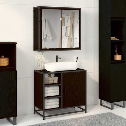 Badkamermeubelset met opslag 2 pcs Zwart eiken 65 x 33 x 60 cm