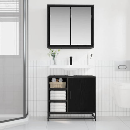 Badkamermeubelset met opslag 2 pcs Zwart eiken 65 x 33 x 60 cm