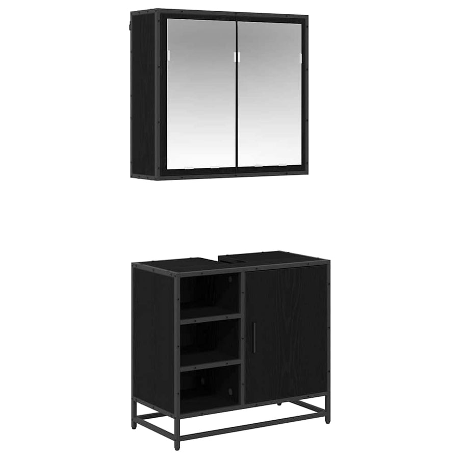 Badkamermeubelset met opslag 2 pcs Zwart eiken 65 x 33 x 60 cm