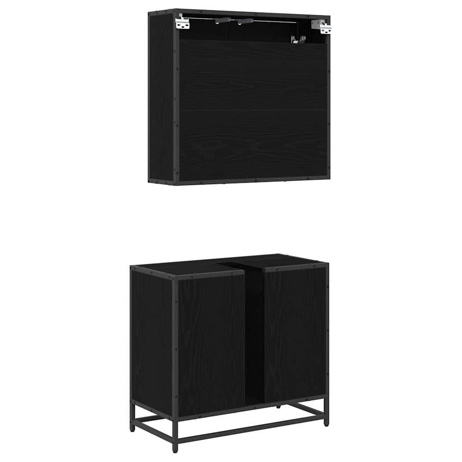 Badkamermeubelset met opslag 2 pcs Zwart eiken 65 x 33 x 60 cm