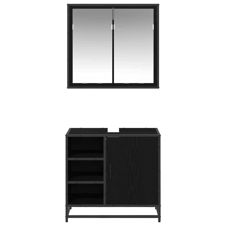 Badkamermeubelset met opslag 2 pcs Zwart eiken 65 x 33 x 60 cm