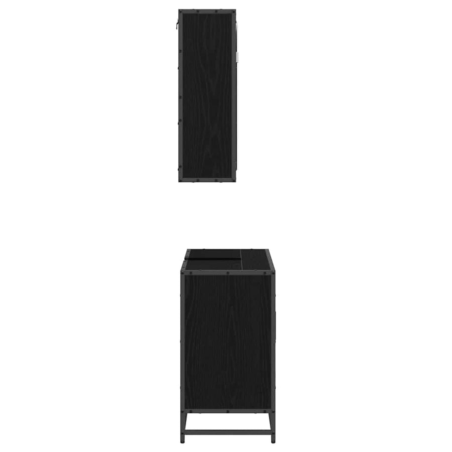 Badkamermeubelset met opslag 2 pcs Zwart eiken 65 x 33 x 60 cm
