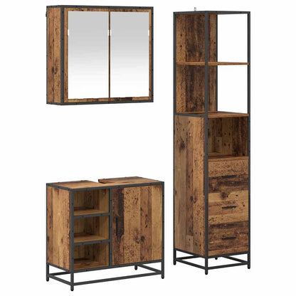 Badkamermeubelset met lade 3 pcs Oud Hout Bewerkt hout
