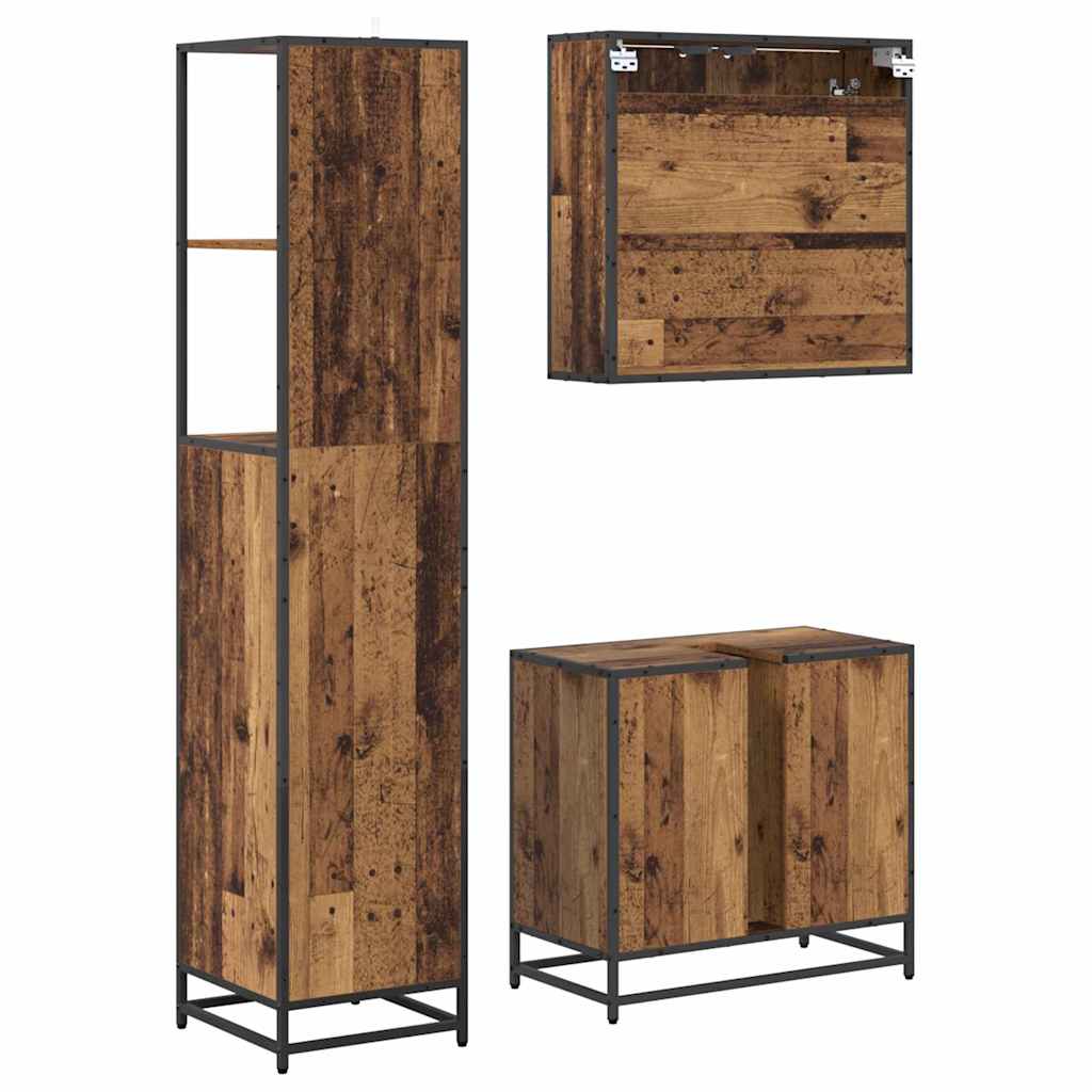 Badkamermeubelset met lade 3 pcs Oud Hout Bewerkt hout