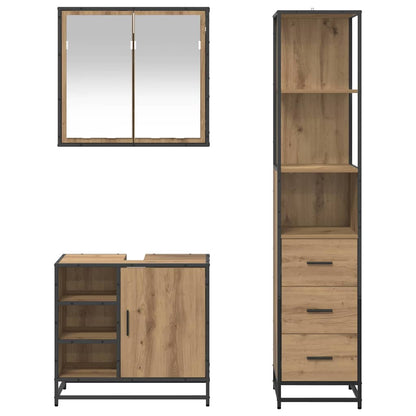 Badkamermeubelset 3 pcs artisanaal eikenkleurig 65 x 33 x 60 cm
