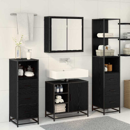 Badkamermeubelset met lade 3 pcs Zwart eiken 65 x 33 x 60 cm