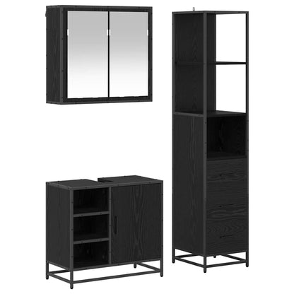 Badkamermeubelset met lade 3 pcs Zwart eiken 65 x 33 x 60 cm