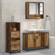 Badkamermeubelset 3-delig oud hout 90x33x60 cm
