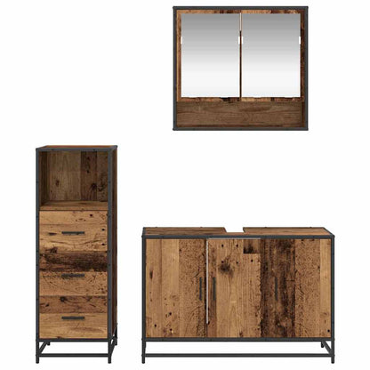Badkamermeubelset 3 pcs Oud hout 90 x 33 x 60 cm Bewerkt hout