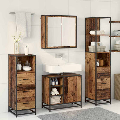 Badkamermeubelset met lade 4 pcs Oud Hout Bewerkt hout