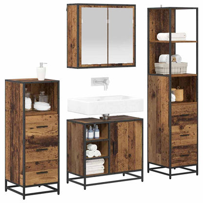 Badkamermeubelset met lade 4 pcs Oud Hout Bewerkt hout