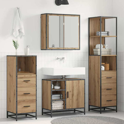 Badkamermeubelset met lade 4 pcs Artisan Eiken Bewerkt hout