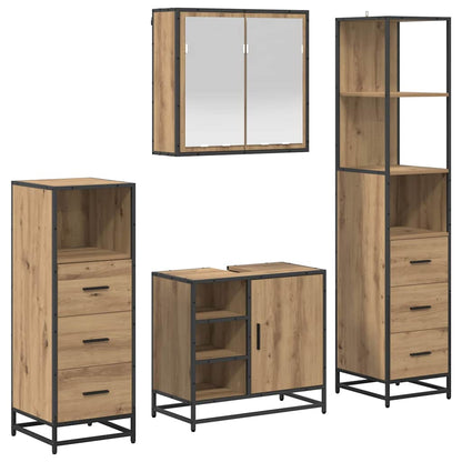 Badkamermeubelset met lade 4 pcs Artisan Eiken Bewerkt hout