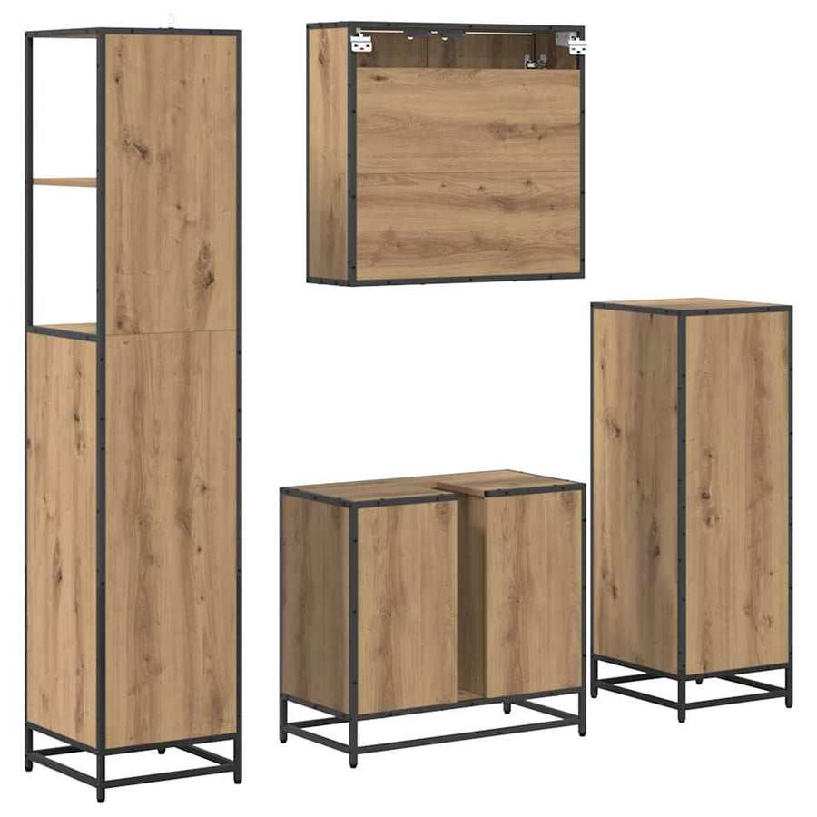 Badkamermeubelset met lade 4 pcs Artisan Eiken Bewerkt hout