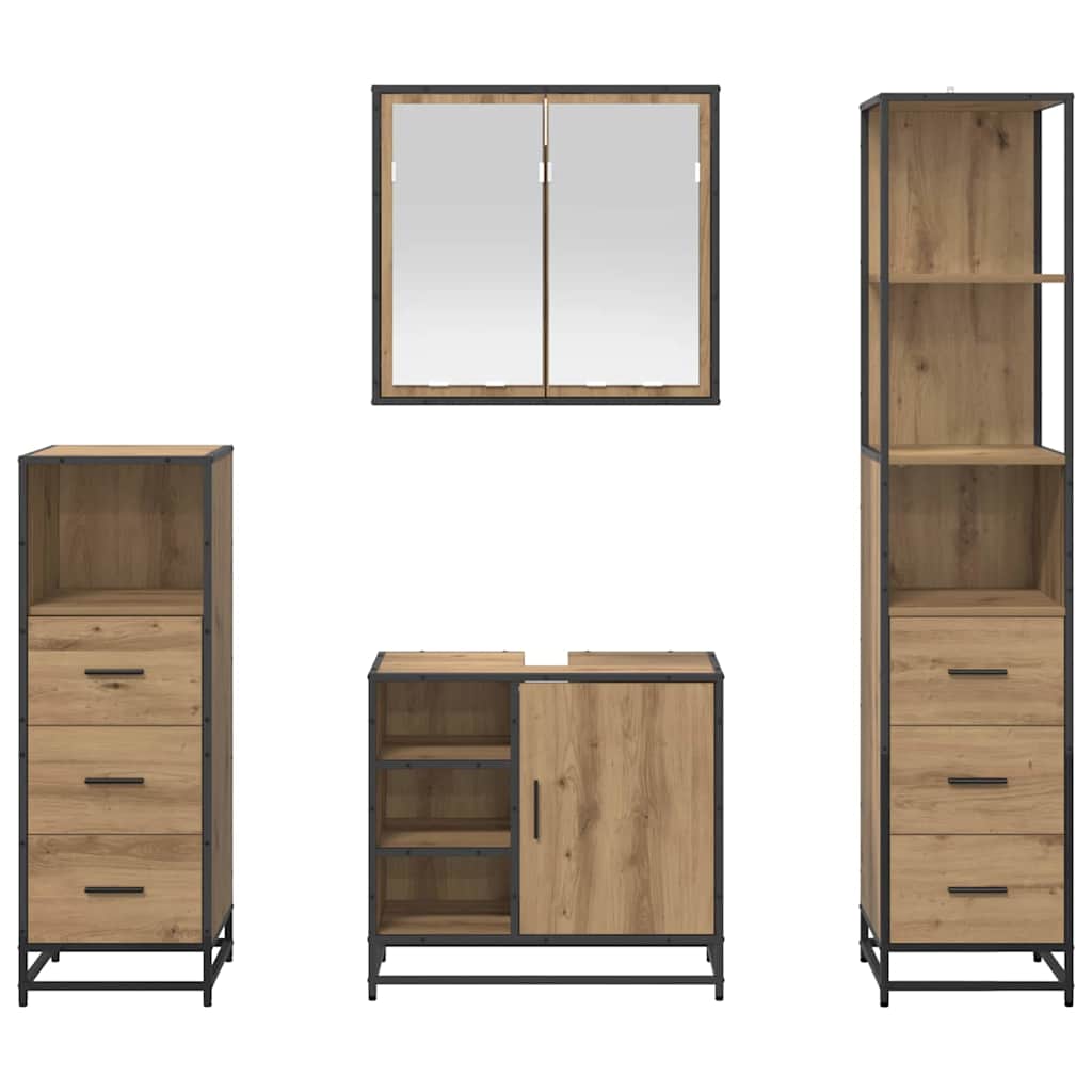 Badkamermeubelset met lade 4 pcs Artisan Eiken Bewerkt hout