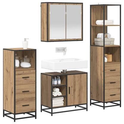 Badkamermeubelset met lade 4 pcs Artisan Eiken Bewerkt hout