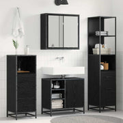 Bathroom furniture set with drawer 4 pcs Black Oak Engineered wood