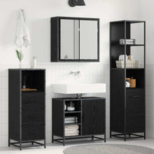 Badkamermeubelset met lade 4 pcs Zwart eiken 65 x 33 x 60 cm