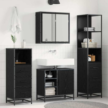 Badkamermeubelset met lade 4 pcs Zwart eiken 65 x 33 x 60 cm