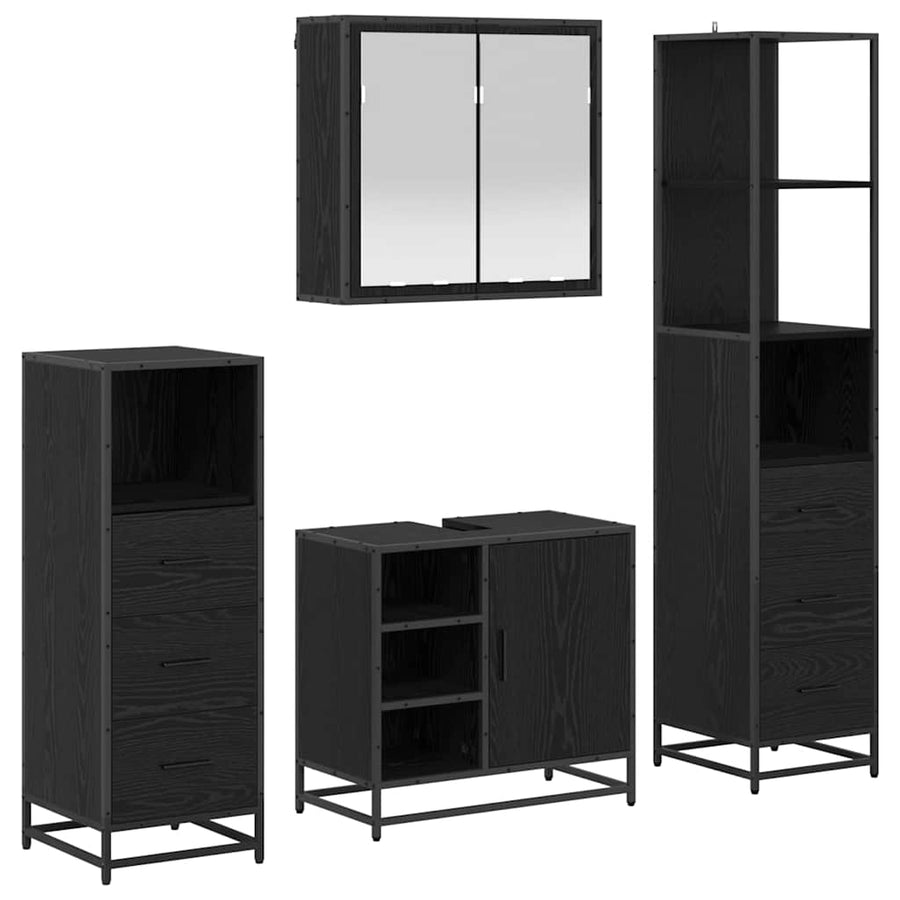 Badkamermeubelset met lade 4 pcs Zwart eiken 65 x 33 x 60 cm