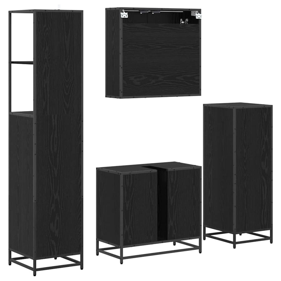 Badkamermeubelset met lade 4 pcs Zwart eiken 65 x 33 x 60 cm