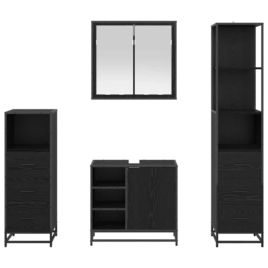 Badkamermeubelset met lade 4 pcs Zwart eiken 65 x 33 x 60 cm