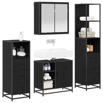Badkamermeubelset met lade 4 pcs Zwart eiken 65 x 33 x 60 cm