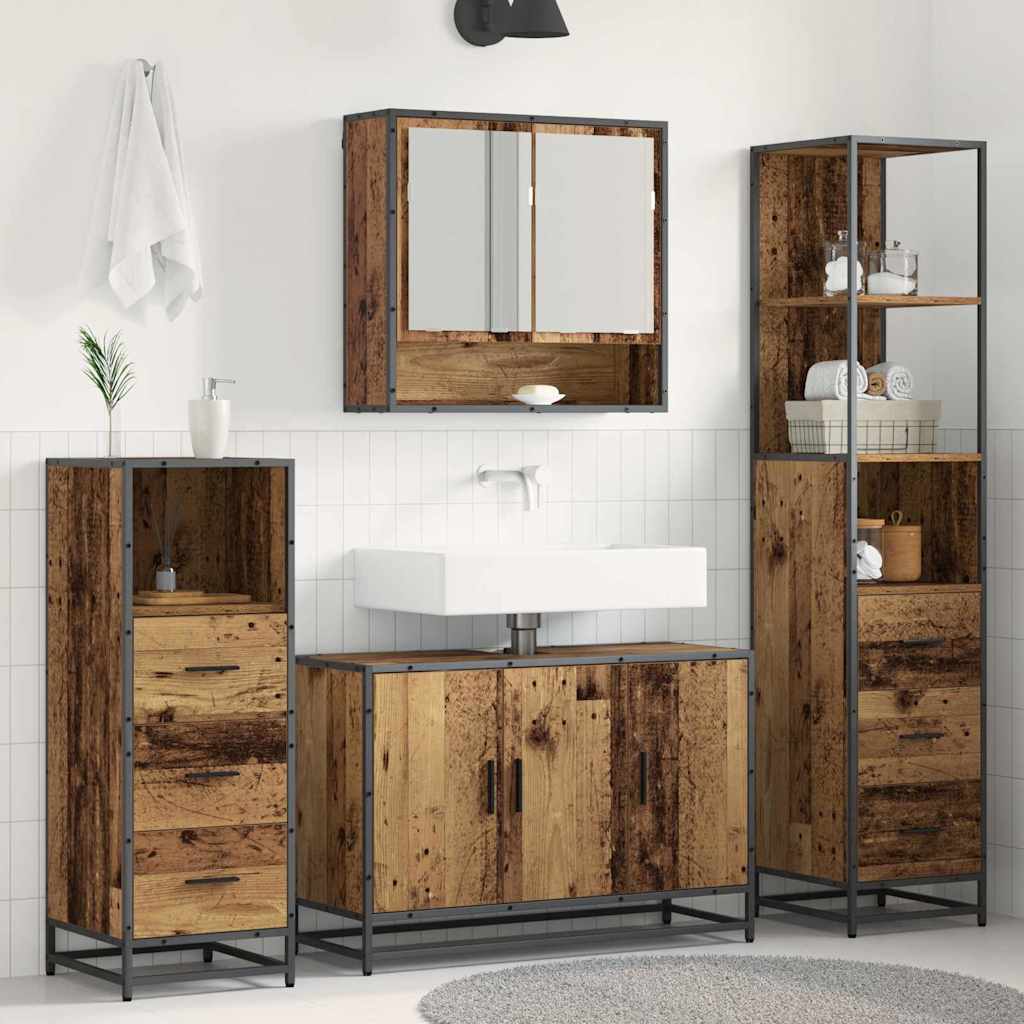 Badkamermeubelset met lade 3 pcs Oud Hout Bewerkt hout