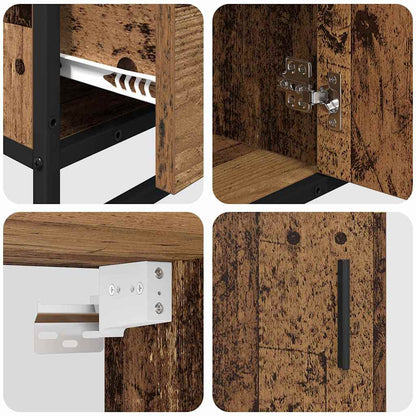 Badkamermeubelset 3 pcs Oud hout 80 x 33 x 60 cm Bewerkt hout