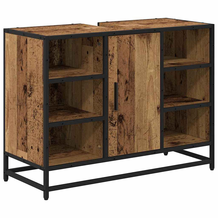 Badkamermeubelset 3 pcs Oud hout 80 x 33 x 60 cm Bewerkt hout