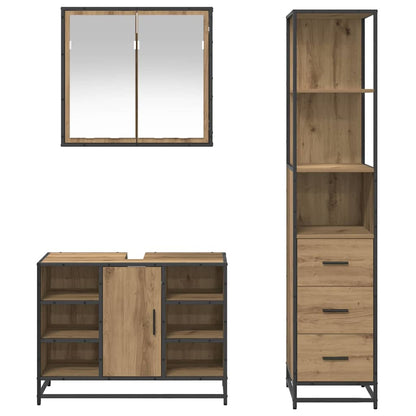 Badkamermeubelset 3 pcs artisanaal eikenkleurig 80 x 33 x 60 cm