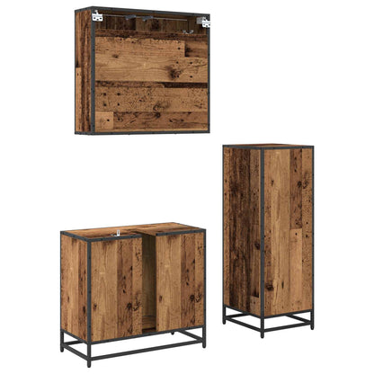 Badkamermeubelset met lade 3 pcs Oud Hout Bewerkt hout