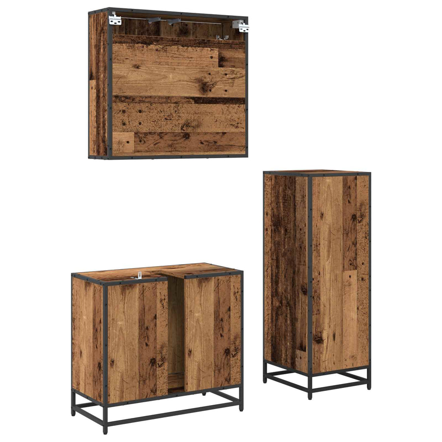 Badkamermeubelset met lade 3 pcs Oud Hout Bewerkt hout