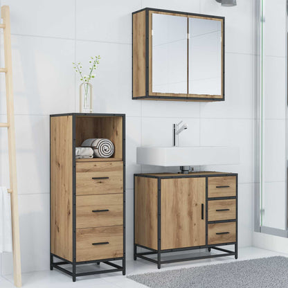 Badkamermeubelset met lade 3 pcs Artisan Eiken Bewerkt hout
