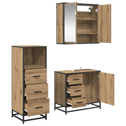 Badkamermeubelset met lade 3 pcs Artisan Eiken Bewerkt hout
