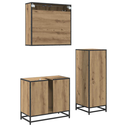 Badkamermeubelset met lade 3 pcs Artisan Eiken Bewerkt hout