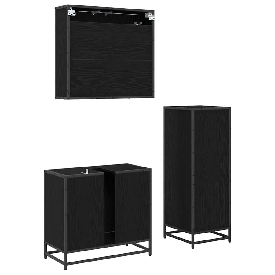 Badkamermeubelset met lade 3 pcs Zwart eiken 35 x 37,5 x 100 cm