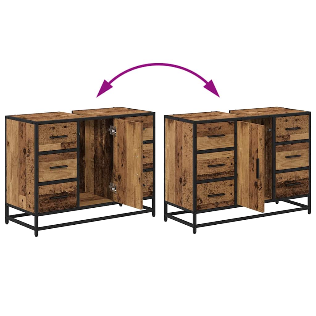Badkamermeubelset 2 Pcs 80 X 33 X 60 Cm Bewerkt Hout Oud hout