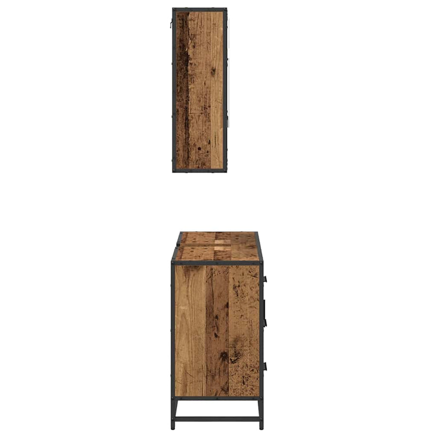 Badkamermeubelset 2 Pcs 80 X 33 X 60 Cm Bewerkt Hout Oud hout